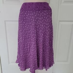 Purple Lavender Vintage Style Floral Women's Skirt Layered Medium